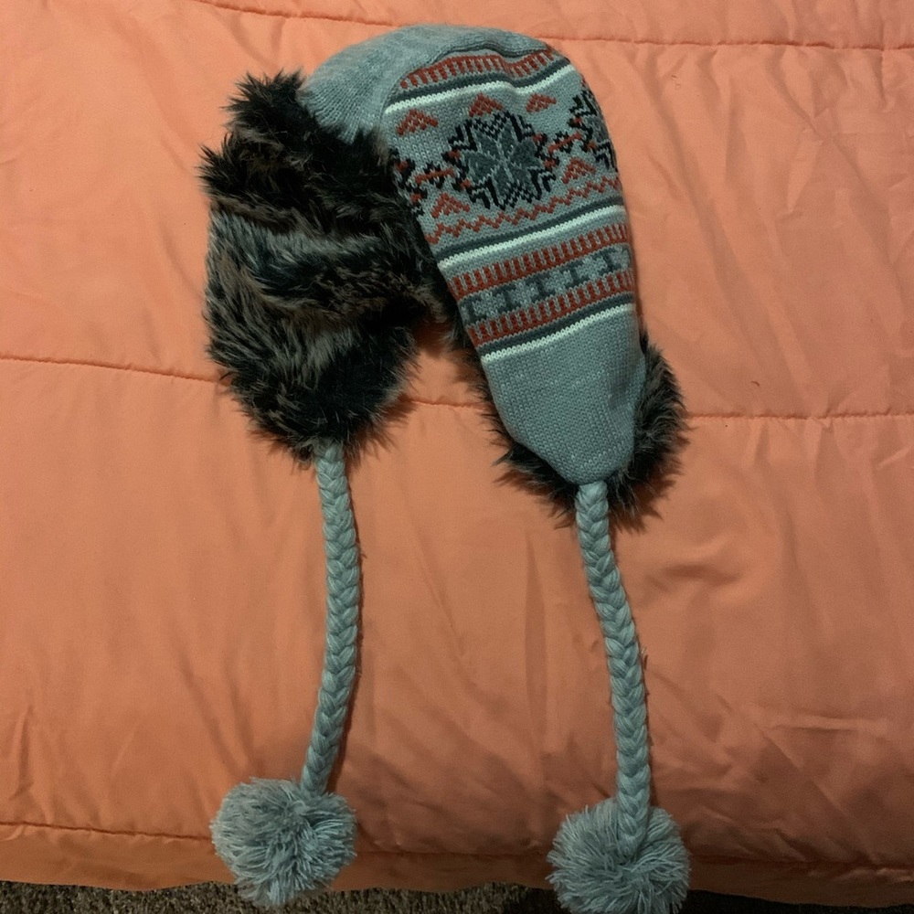 Printed Fur-Lined Trapper Hat